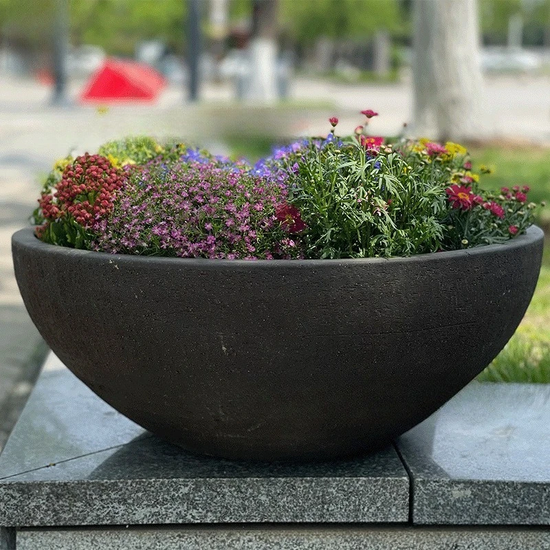 Large flower bowl platter, oversized pot, shallow , open , large bowl pot, round flower box, landscape, large mouth pot, s