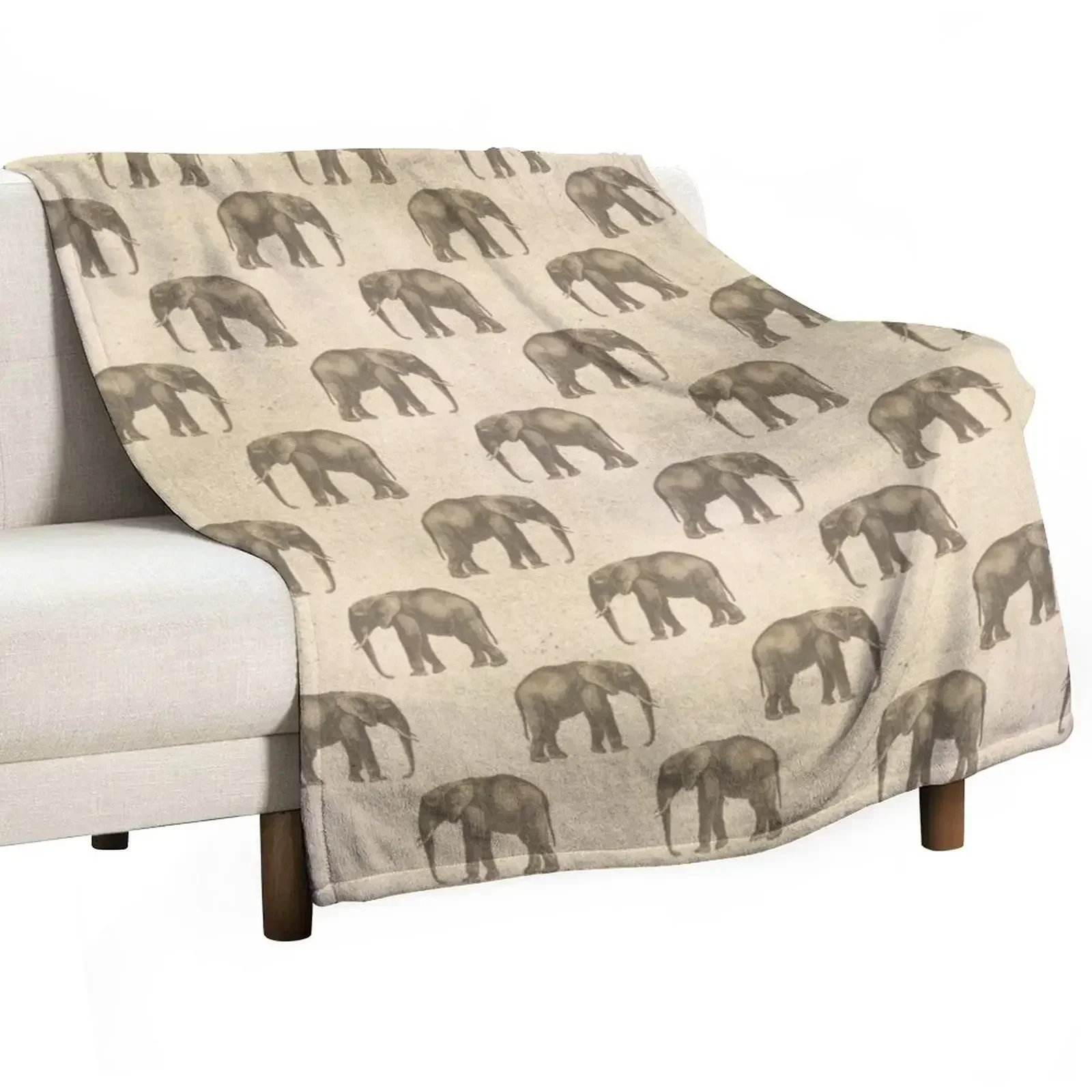 

Vintage Elephant Print Design Throw Blanket Thin for babies Sofa Quilt Camping Blankets