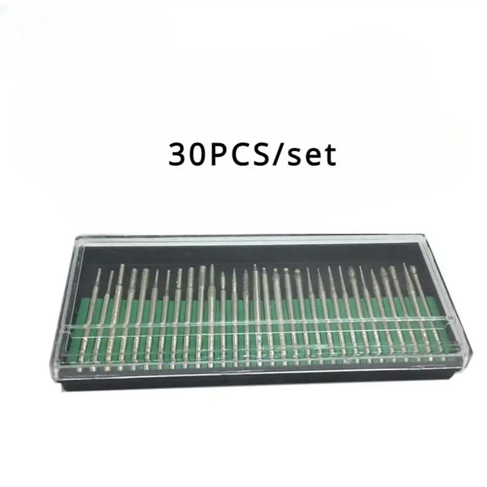 30 Pcs/Set Diamond Grinding Burr Needle Point Engraving Carving Polishing For Glass Jade Stone Woodworking Hand Tool Accessories