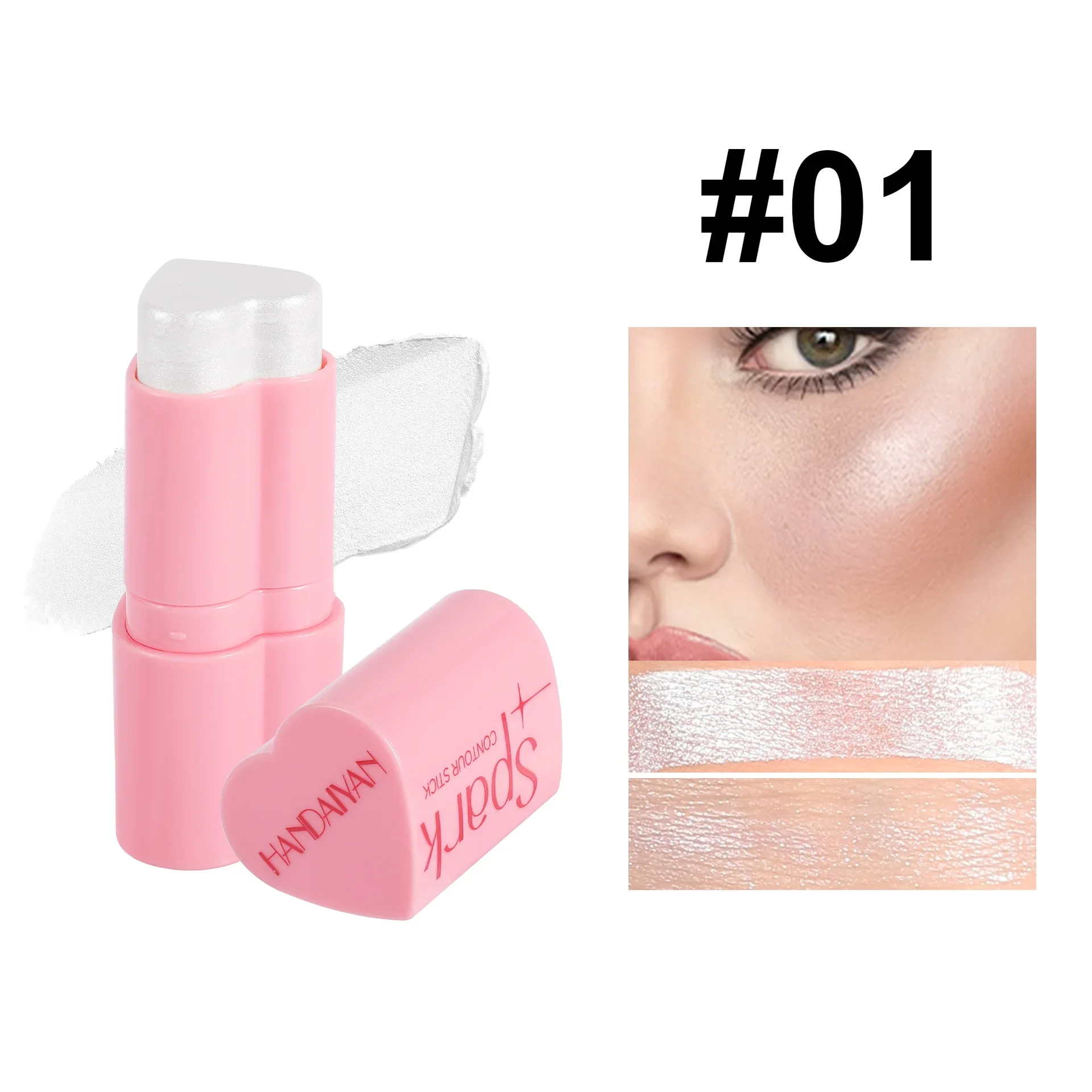 Caratteristiche uniche HANDAIYAN Blush Highlighter Stick Blush Cream Contouring Stick Face Brightening Fine Shimmer Makeup