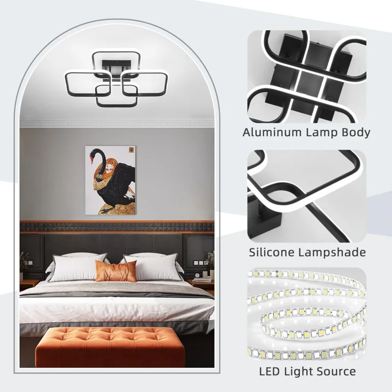 LED Chandelier Three Colors Ceiling Light, Modern Ceiling Lamp  for Bedroom Living Room Dining Room Home Decor Fixtures