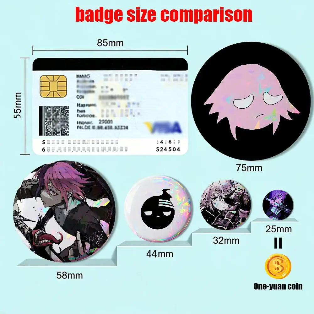 The Ultimate Villain Crona Soul Eater Laser reflective round badges pins bag clothing decorations collectibles gifts for friends