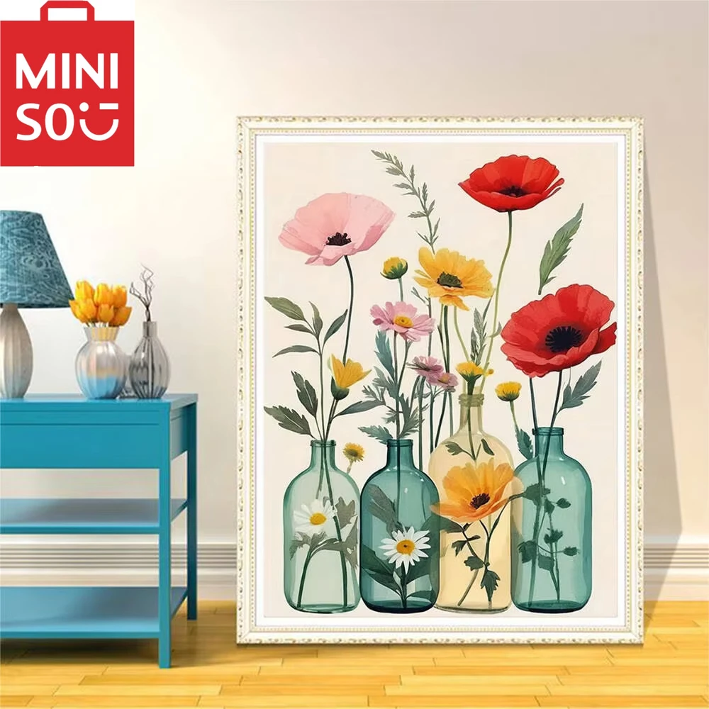 

MINISO картина маслом по номерам натюрморт ваза для цветов мака украшение дома живопись стены спальня декор комнаты подарок рамки