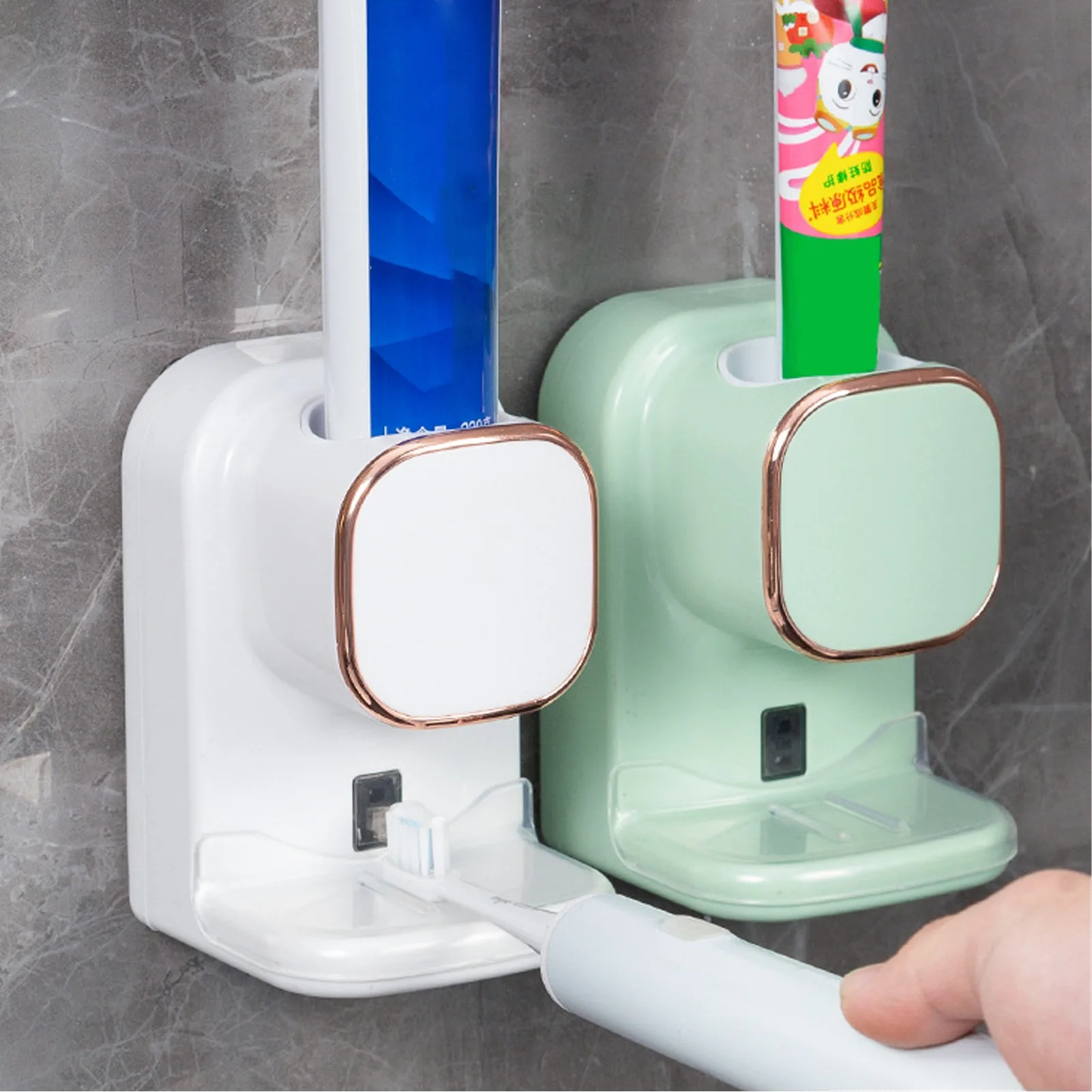 ZK30 Automatic Toothpaste Dispenser Wall Mount USB Powered Easy Install Electric Toothpaste Squeezer for Kids Family Bathroom Bl