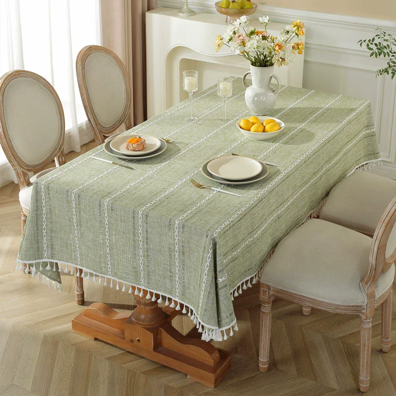 Simple Nordic tablecloth cotton linen checkered coffee table cloth dining table fabric small fresh long square lace tablecloth