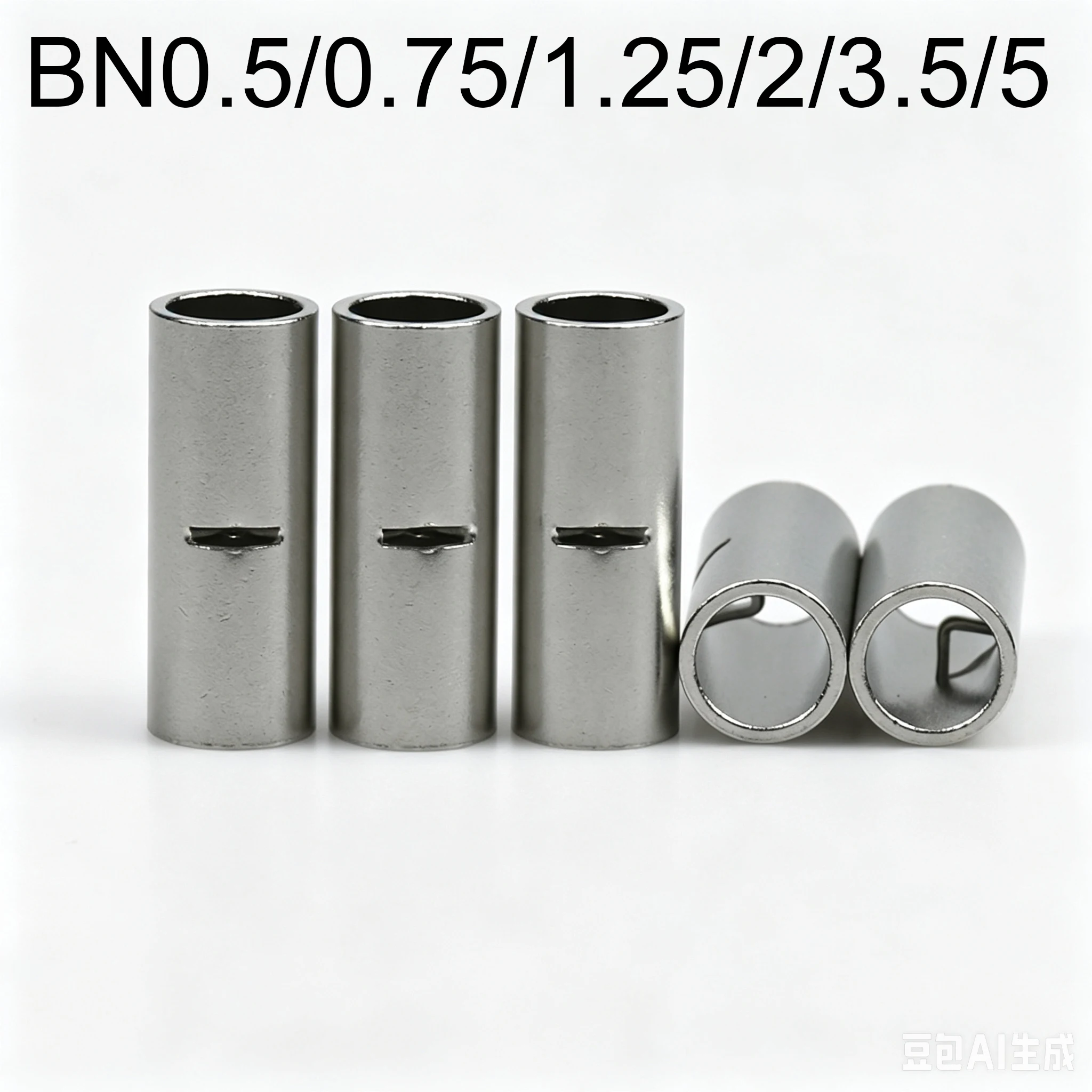 BN BN0.5/0.75/1.25/2/3.5/5 0.2-4-6mm2 Wire Cable Copper Crimp Sleeve Connection Ferrule Lug Connector Tube Butt Splice Terminal