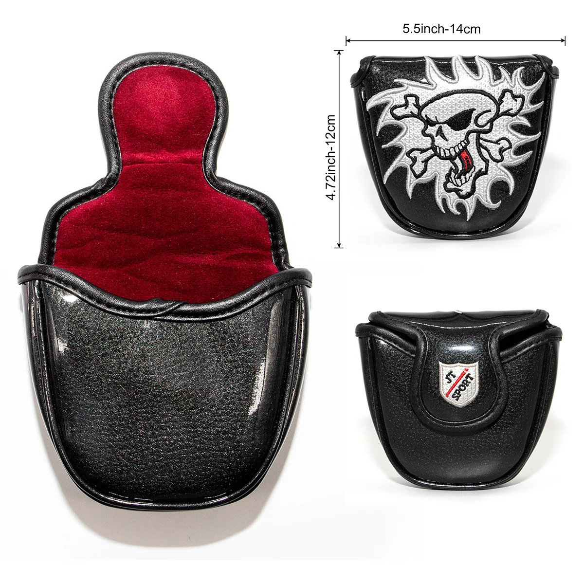 

Ghost Fire Skull Golf Cart Set - Semi-Round Push Cart PU Golf Accessories Golf Supplies