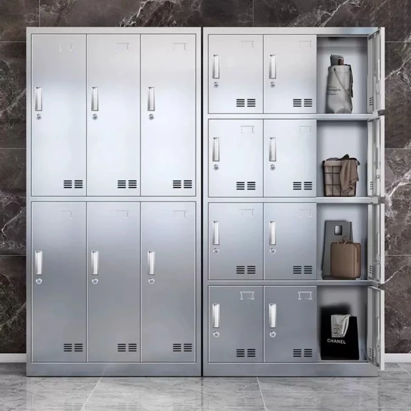 

Nordic Creative Stainless Steel Filing Cabinet Modern Cleanroom Multi-door Lockable Changing Cabinet Office Furniture FYFC
