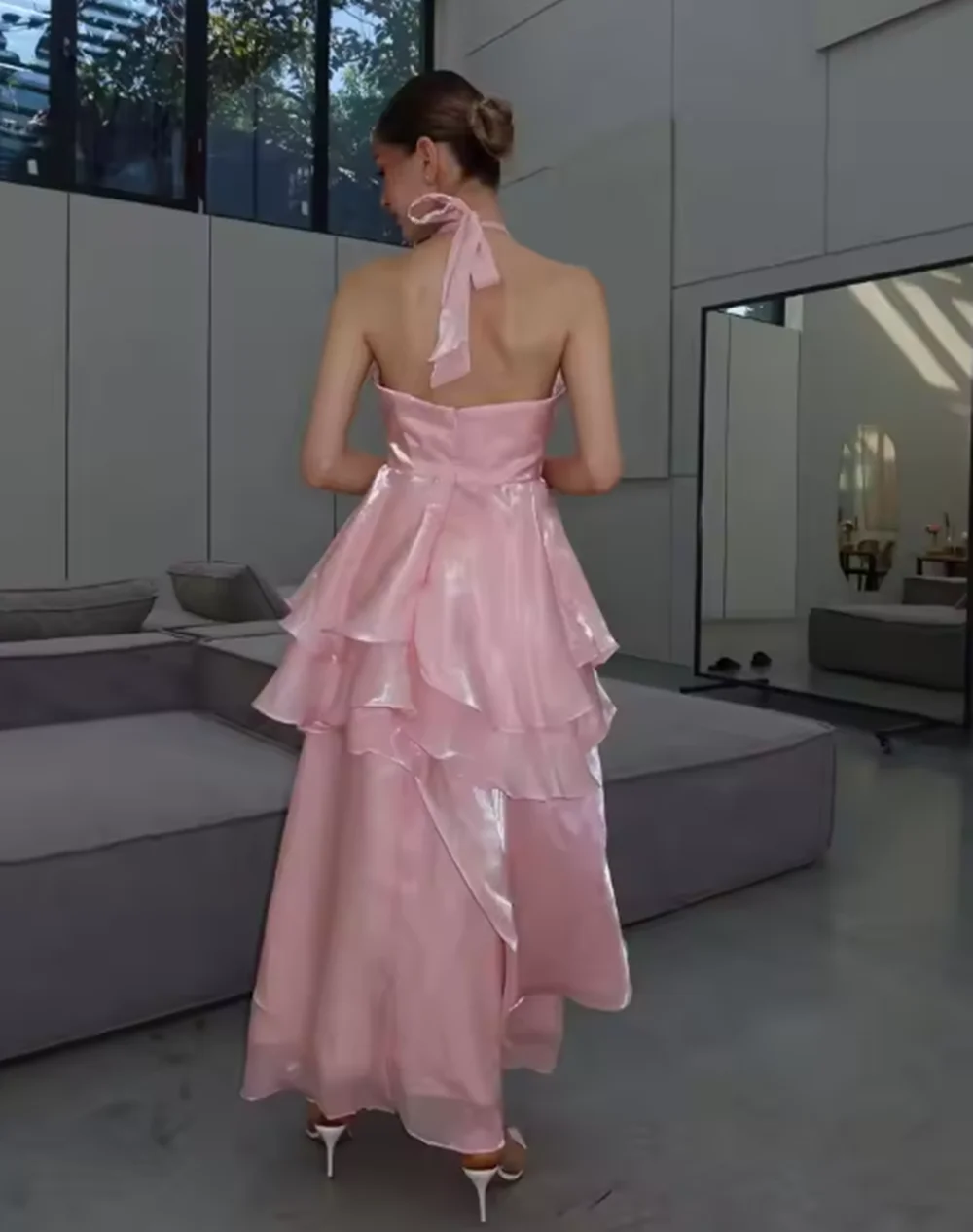 فساتين حفلات بطبقات منتفخة على شكل حرف a قبالة الكتف مطوي فستان سهرة للحفلات الراقصة وردي فساتين حفلات رسن 2025 حسب الطلب