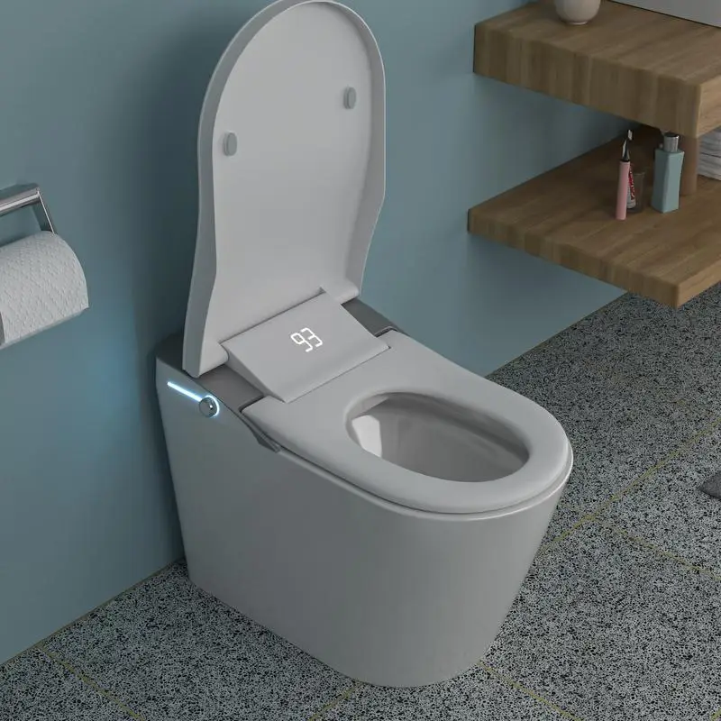 

Smart Toilet with Built-in Bidet, Auto Open/Close, Elongated Heated Seat, Foot Sensor Flush, LED Display, Warm Water Wash,