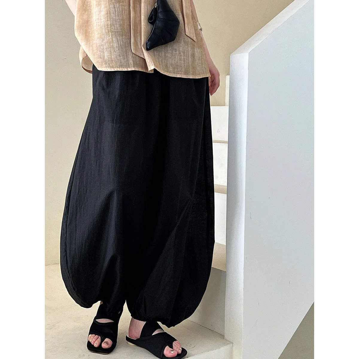 Oversized 2026 New Summer Elegant Fashion Women Lantern Pants Casual Loose Breathable Cotton Wide Leg Pants Women Clothing