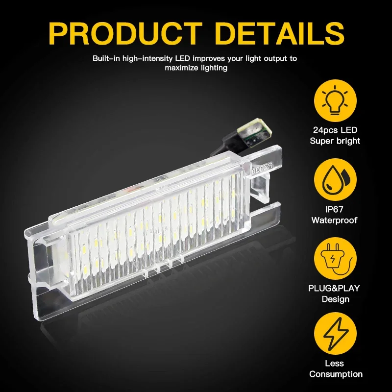 2 قطعة لأوبل LED رقم لوحة ترخيص ضوء أسترا K J H كورسا D E C ميريفا AB فيكترا C زافيرا B شارة آدم أو فوكسهول الأبيض #6
