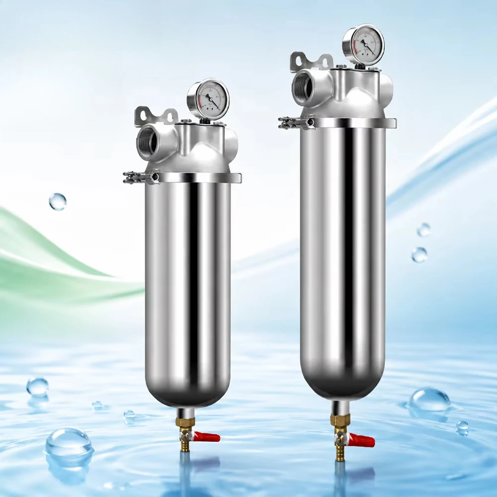 5 10 20 30 40 Inch Steel Mesh Water  Filter Stainless Steel Cartridge Filter Water Housing Whole House Water System
