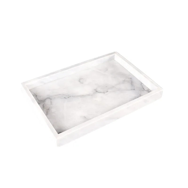 Hotel model room bathroom tray cake tray home cosmetics cloud white splicing natural marble stone square tray