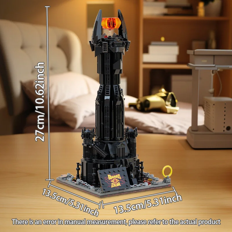 MOC-Black Devil Tower Building Block Sets, Fortaleza Mágica Criativa, Tijolos de Castelo, Brinquedos para Colecionador, Presente para Crianças, Anéis, Novo, Preto