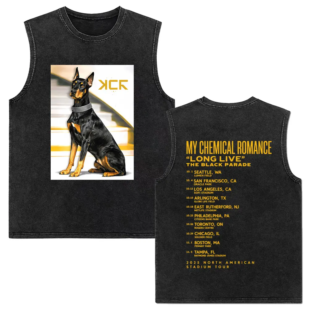 

My Chemical Romance Long Live The Black Parade Tour Vintage Washed Tank Tops Men Retro Punk Emo Rock Band Sleeveless Vest Tshirt