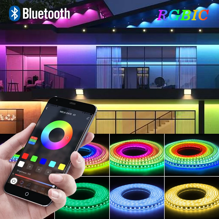 

EU US Dream Color Lighting Светодиодная лента 20M 30M 50M RGBIC Light Sync Music Bluetooth Водонепроницаемая домашняя игровая комната Украшение Бар