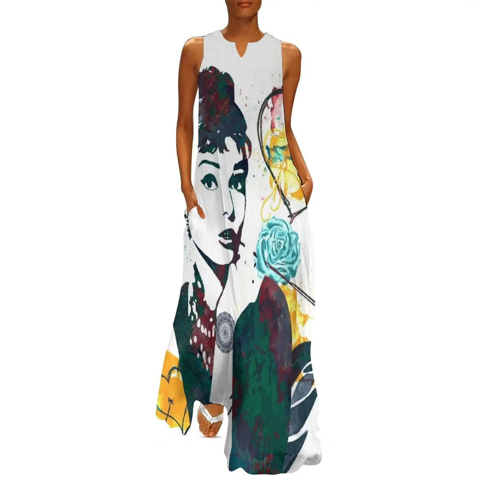 

Audrey Hepburn nature colours Long Dress summer dress womens 2024 Aesthetic clothing Women long dress