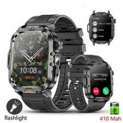 2.01-inch HD Screen Men Smart Watch with Flashlight Outdoor Sports Men's Watch IP68 Waterproof Health Monitoring Call Smartwatch