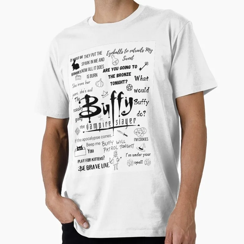 Buffy Inspired Graphic T-Shirt, 0811 Vintage Vampire Slayer Print Tee, Retro Horror Series Short Sleeve Casual Shirt US Size Top