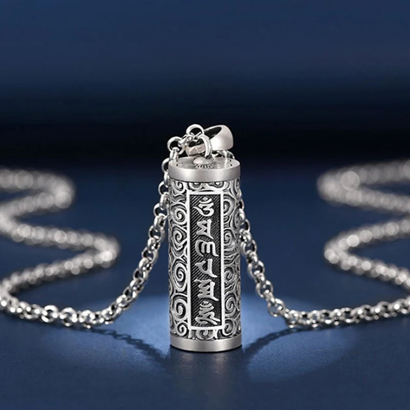 【WA】1PC Copper Plating Silver Pill Case Holder Pill Box Waterproof Cylinder Urn Pendant Memorial Necklace Jewelry