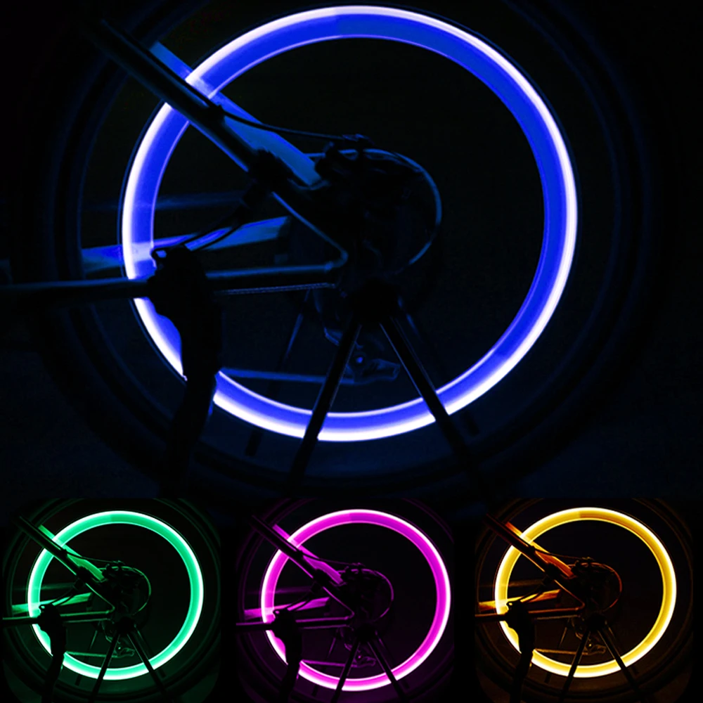 LED Light Light stick type Wheel Spokes Lamp Mountain Bike Light Neon Lamp Car Tire Valve Cap Decorative Lantern 2pcs