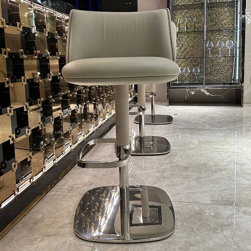 لهجة رمادي مقاعد للبار تصميم دوار مطعم المعادن الحد الأدنى كراسي بار الحلاق الاسترخاء هزاز كرسي دي بار أثاث الصالون