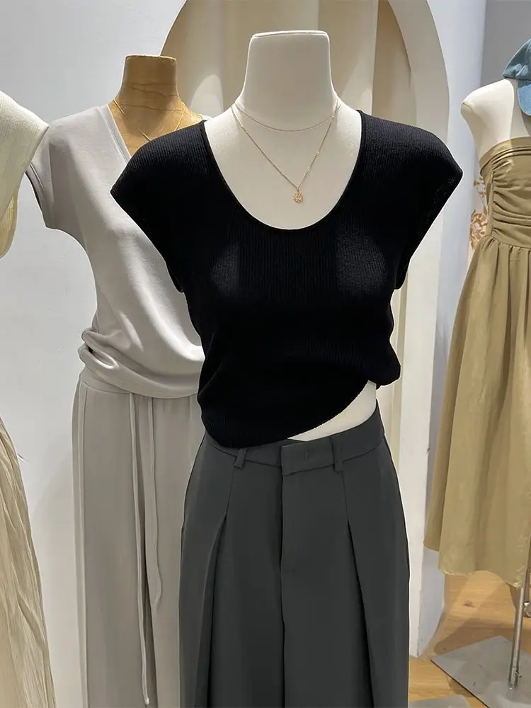 

Summer Pullovers Women Slim Sexy Temperament Pure Korean Style Thin Cropped Knitwear Fashion Ladies Comfort Vintage Chic Casual