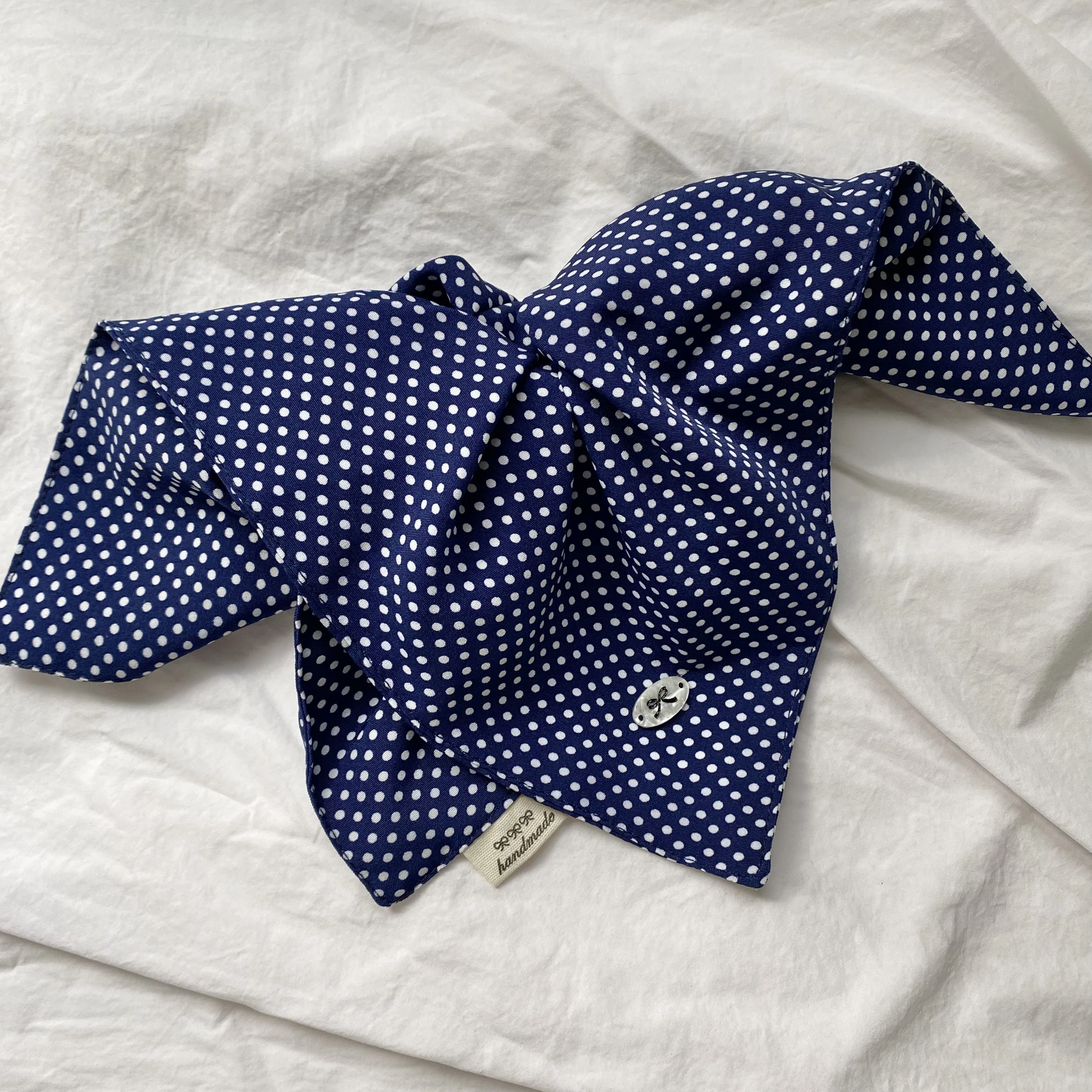 1 قطعة نمط Preppy الأزرق الداكن البولكا نقطة توك شعر ، كبير مربع وشاح الشعر التعادل ، لطيف كلية مستوحاة إكسسوارات الشعر للنساء