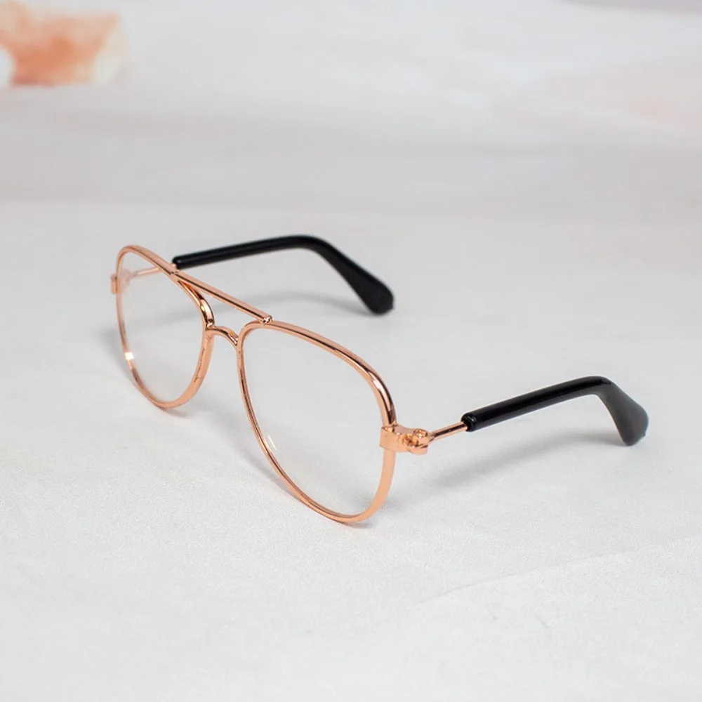 8cm Wide Metal Frame Pilot Doll Sunglasses For Cotton Doll & Pet Figure Gradient Color Lens Sun Glasses Photo Decor Accessory