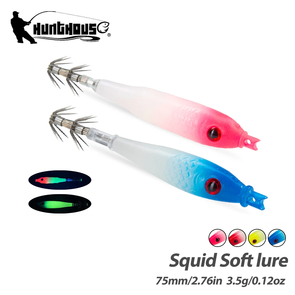 

Hunthouse Squid Jig Fishing Lure EGI Soft Hard Bait Sinking 75mm 90mm For Octopus Calamar Cuttlefish Saltwater Fish Tackle LW116