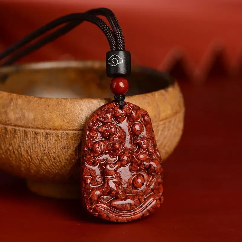 

Natural Cinnabar Zodiac Three-in-One Pendant Pendant Year of Fate Mascot Charm Necklace Ornament