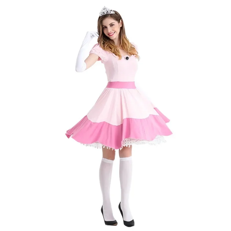 Costume de robe de pêche de princesse adulte pour femme, danse de pêche, jupe courte, cosplay, fête d'Halloween, fantaisie, mascotte Tim ade, vêtements Kiev illage