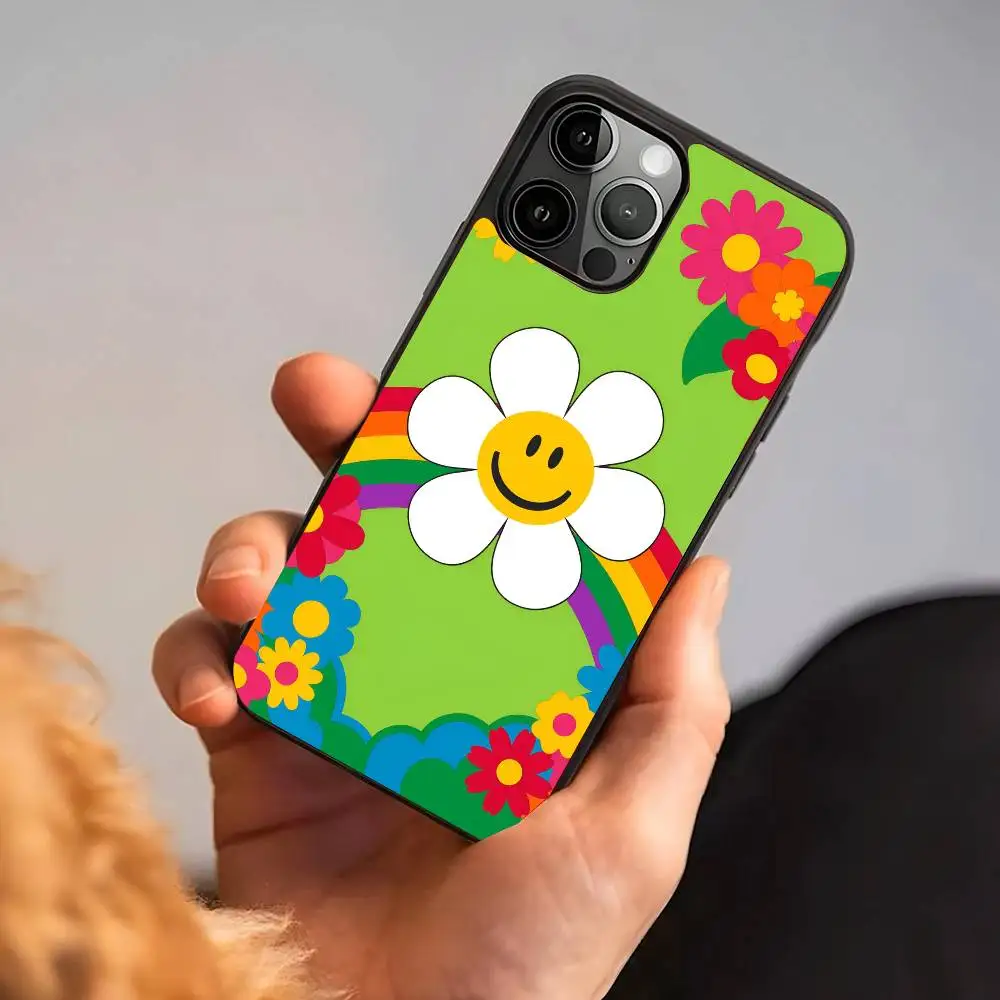 Flor cama w-wiggle w-wiggle caso de telefone móvel adequado para apple 16pro max 15 14 13 12 mini 11 remendo preto casca dura