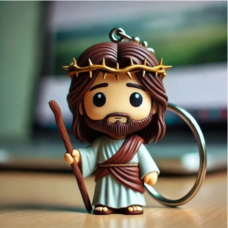 

Long Lasting Resin Keychain with Savior Figure Maintains clearness & Strength Perfect For Prayer & Use