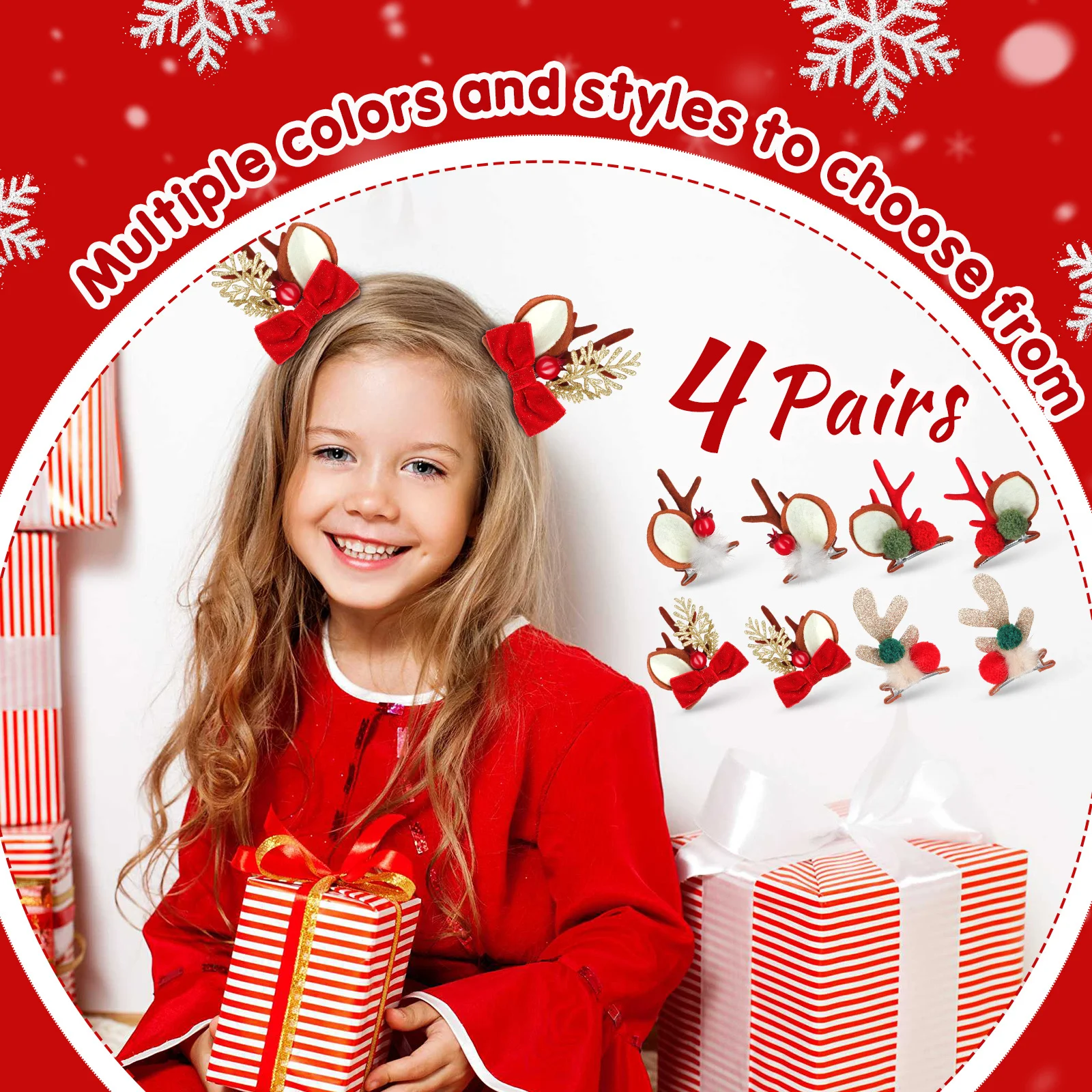 قرن الوعل حزب كليب مشبك الشعر مقاطع لطيف عيد الميلاد دبابيس الشعر عطلة حزب الشتاء إكسسوارات الشعر المشابك