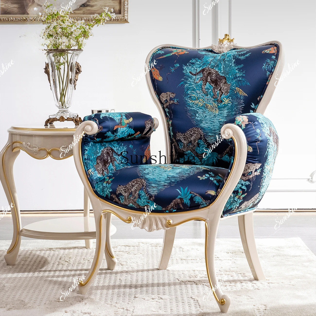 High-end French villa sofa single seat retro art negotiation chair EF7  FT