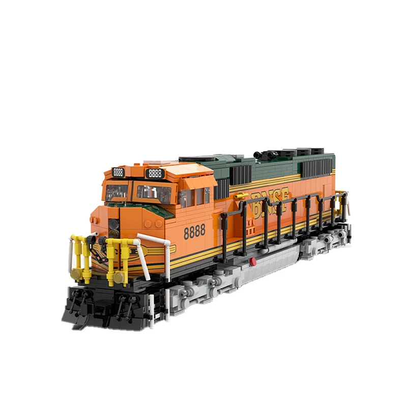 City Traffic Railway  Burlington Northern Santa Fe SD70MAC Traction locomotive Building Block Assembly Model Brick Toy Gifts