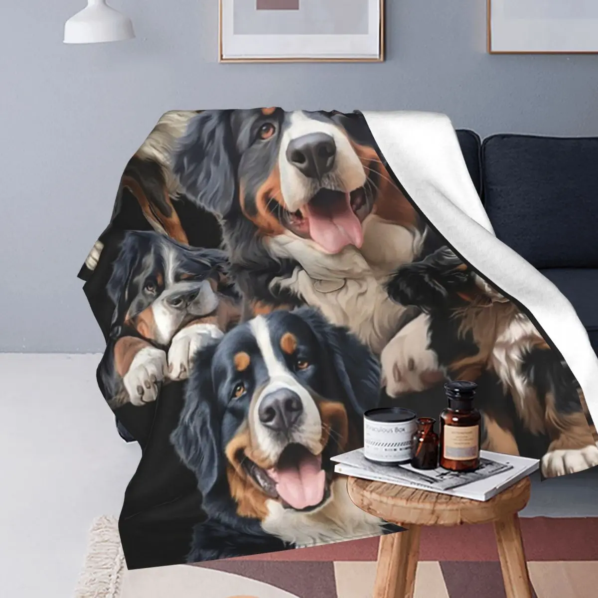 Bernese Mountain Dog Blankets Soft Warm Flannel Throw Blanket Plush for Bed Living room Picnic Travel Home Sofa