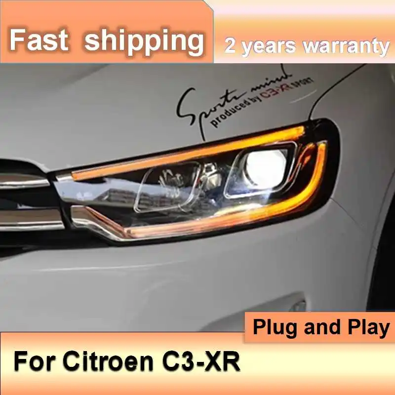 Car Accessories for Citroen C3-XR Head Light 2015-2017 C3-XR Headlights DRL Turn Signal High Beam Projector Lens