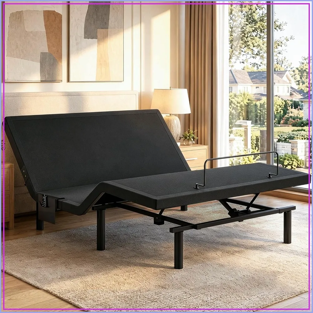Queen Adjustable Bed Frame with Remote, Zero Gravity, LED Light, USB Charging, Easy Assembly