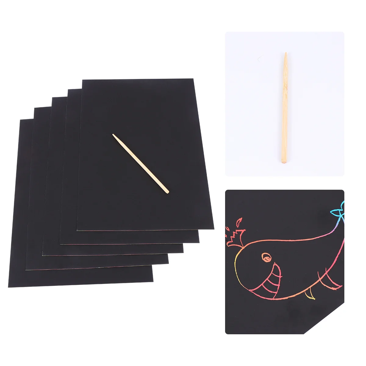 10pcs Eco-Friendly Scratch Drawing Papers Black Creative Diy Art Set For Ideal School Painting Projects Scratch Off Notes