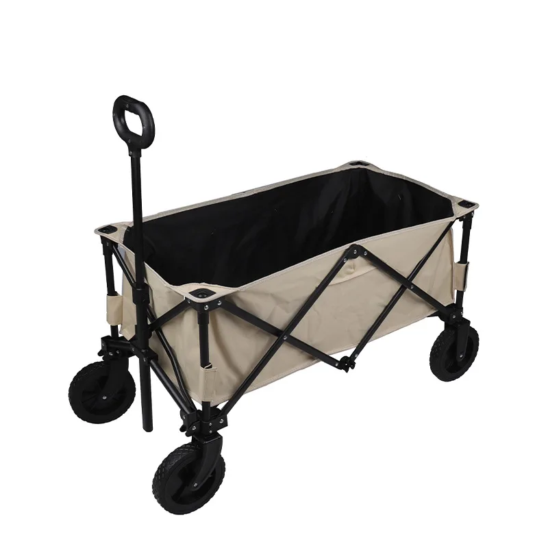 Outdoor Camping Camp Car Foldable Portable Trolley Car Iron Frame Oxford Cloth Four-way Folding Universal Wheel Picnic Trolley