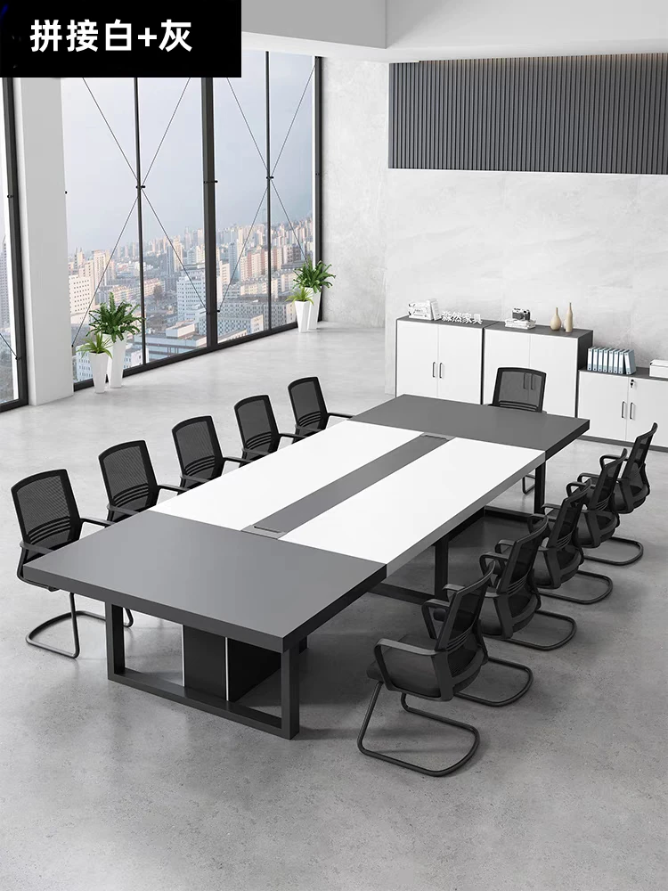 Large Conference Table, Modern Thickened Long Table, Training Table, Negotiation Table and Chair Combination for 10 People