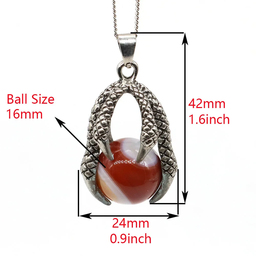 Natural Pink Quartz Amethyst Tiger Eye Round Bead Ball Dragon Claw Hold Pendants For Women Men Jewelry Necklace Gifts Wholesale