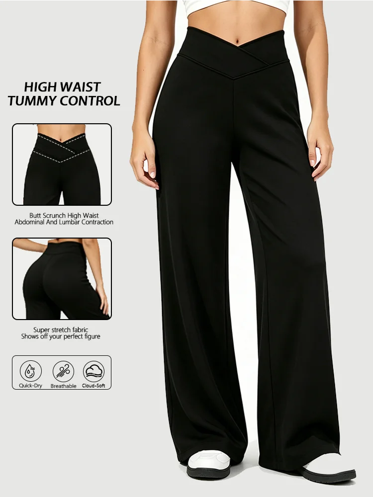 Cross-Waist Straight-Leg Yoga Trousers product image
