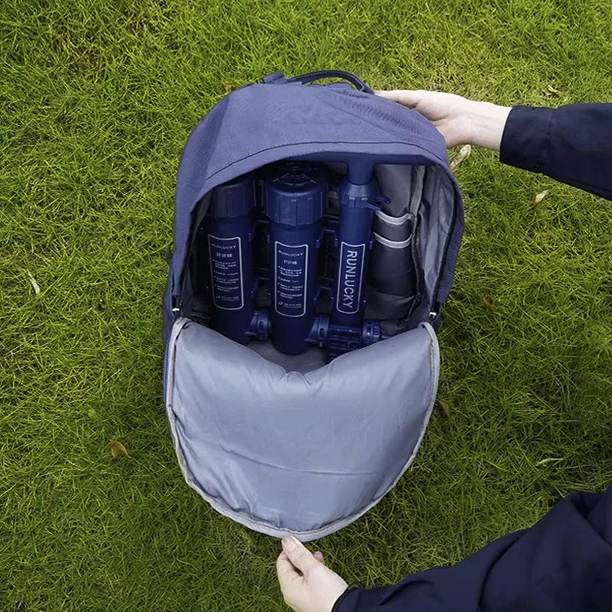 휴대용 야외 정수기 수동 손 압력 필터 캠핑을 위한 Pre-IONIZER 플라스틱 소재