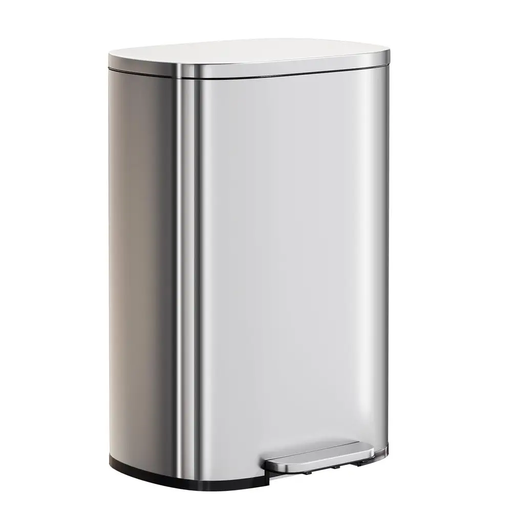 

Trash Can with Lid, 13 Gallon 50L Stainless Steel Kitchen amp Office Recycling Bin with Foot Pedal Soft Close amp Inner Bucket