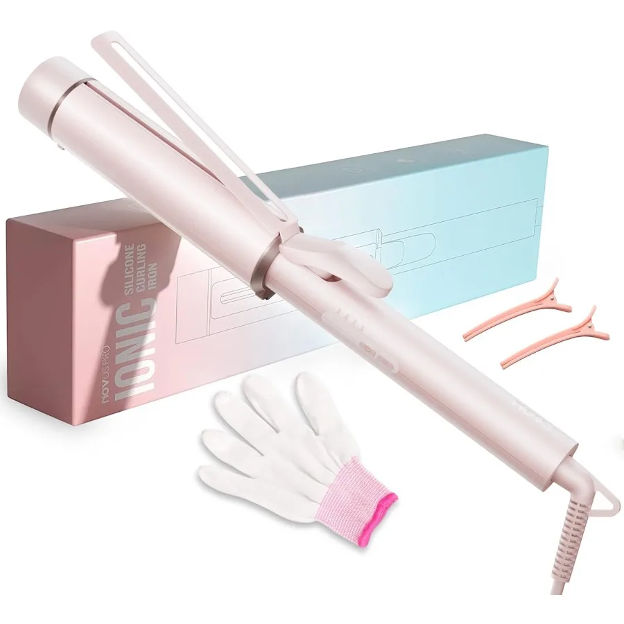 

1.5 Inch Extra Large Curling Wand for Long Hair - Ceramic Tourmaline Barrel with 40000000 Negative Ions Defined Curls Easy to U