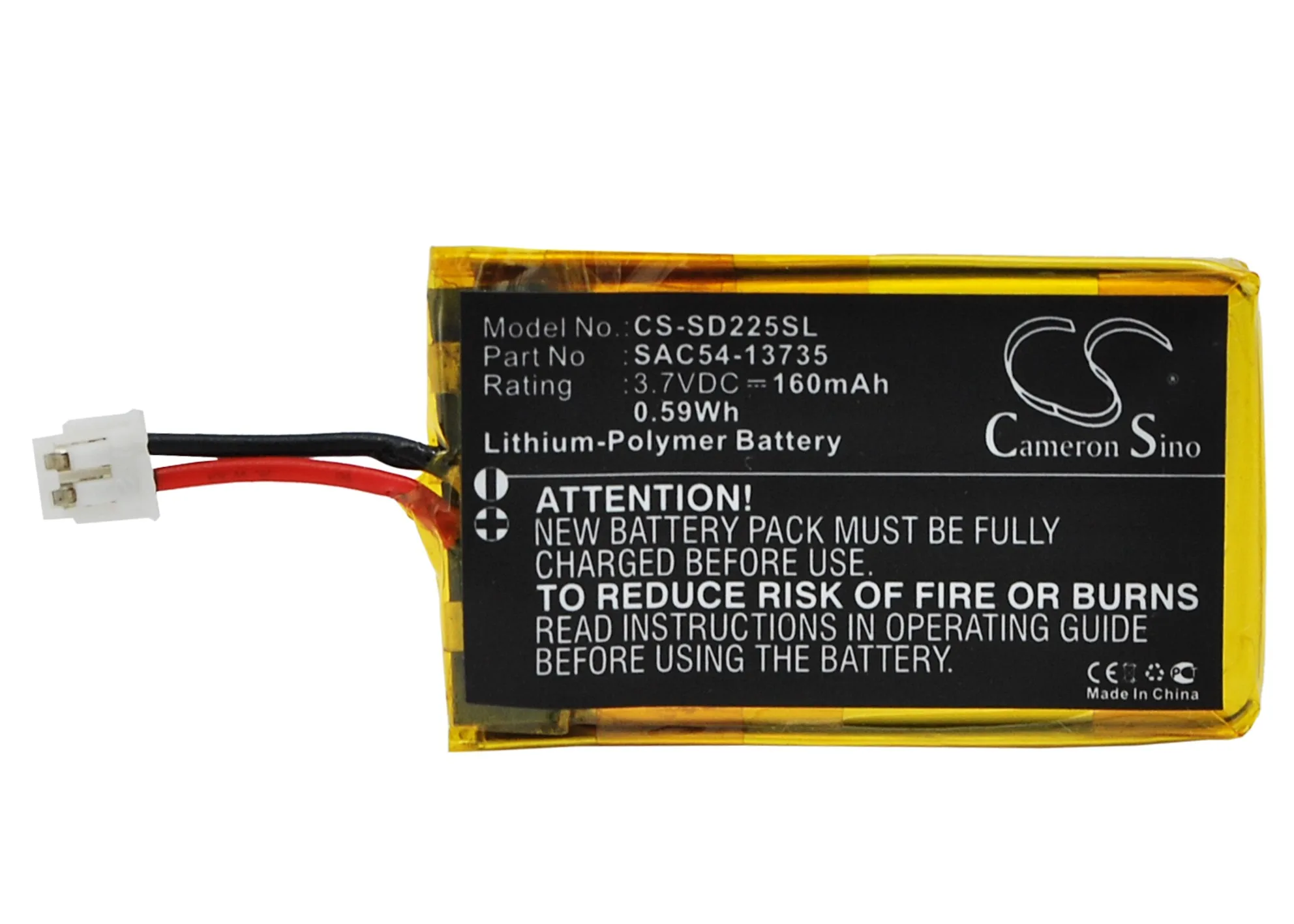 

GreenBatteryPower CameronSino 160mAh 3.7V 0.59Wh Dog Collar Li-Polymer Battery for SportDOG SAC54-13735, SD-425,SR-225W,425S